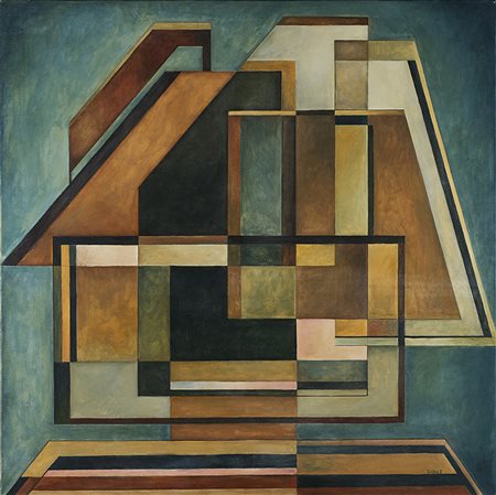 Mario Radice (Como 1898 - 1987) &quot;Comp. R.S. 143&quot; anni '60 olio su...