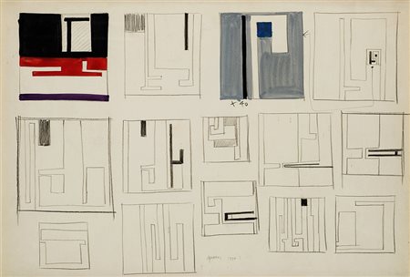 Bruno Munari (Milano 1907 - 1998) &quot;Senza titolo&quot; 1950 tecnica mista...