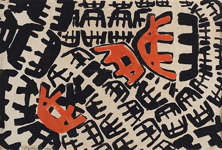 Giuseppe Capogrossi (Roma 1900 - 1972) "Senza titolo", 1955 tecnica...