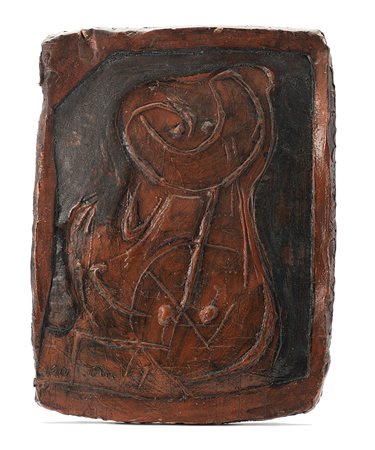 Asger Jorn (Vejrum 1914 - 1973) "Senza titolo" 1954 terracotta...