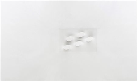 Turi Simeti (Alcamo 1929) "5 ovali bianchi" 1993 acrilico su tela...