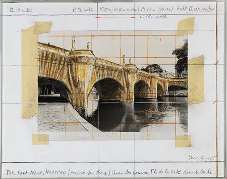 Christo (Gabrovo 1935) "The Pont Neuf, Wrapped (Project for Paris) Quai...