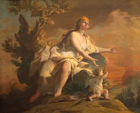 Nicolas Guy BRENET (1728-1792) Venere e Cupido Olio su tela, cm 37 x 45,5....