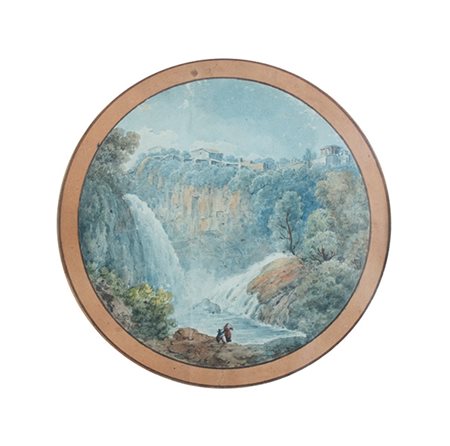 SCUOLA ROMANA, XVIII secolo. Le Cascate di Tivoli e La grotta di Nettuno a...