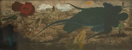 Arik Brauer (Vienna 1929 - ) La Pouce Olio su tavola, 16 x 38 cm. Autenticato...