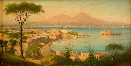 Montello (scuola napoletana della metà del XIX secolo ) Veduta di Napoli da...