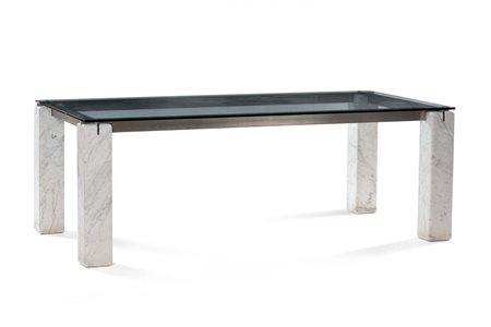 Renato Polidori Modello Faraone Tavolo con gambe in marmo opacizzato di...