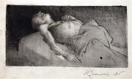 BOCCIONI UMBERTO (Reggio Calabria 1882 - Verona 1916) "Figura distesa" 1905...