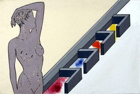 MAMBOR RENATO (Roma 1936) "Gesto alchemico" Tecnica mista su tela cm. H:...