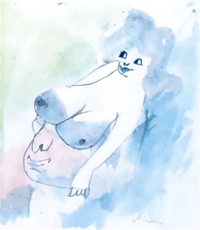 MACCARI MINO (Siena 1898 - Roma 1989) "Idea fissa" 1970 Acquerello su carta...