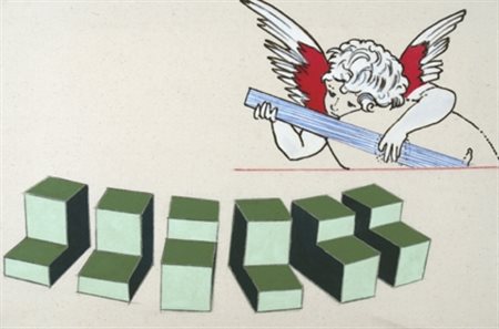 MAMBOR RENATO (Roma 1936) "Il suono dell'angelo" Tecnica mista su tela cm. H:...