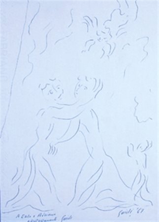 GUIDI VIRGILIO (Roma 1891 - Venezia 1984) "Incontro" 1967 Biro su carta cm....