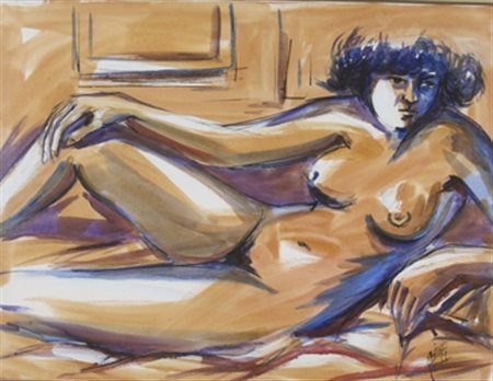 AZZINARI FRANCO (San Demetrio Corona 1949) "Nudo" 1977 Olio su tela cm. H:...