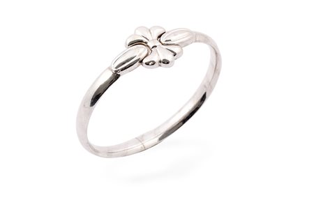 Bracciale rigido in oro bianco con fiore. Oro 18 Kti gr. 12,10