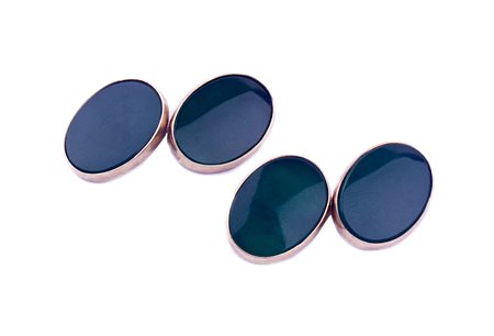 Gemelli con smalto verde. oro 18 Kt. Peso lordo gr. 8,70