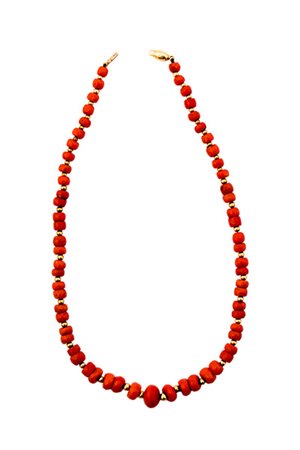 Collana con coralli e palline in oro giallo . 1960 gr. 23,10