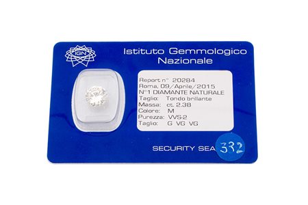 Diamante taglio brillante in blister cti 2,38 con certificato IGN. cti. 2,38...