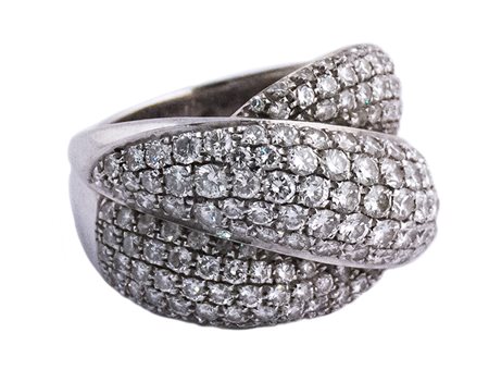 Anello doppia fascia oro e brillanti. Brillanti cti. 5 c.ca Oro bianco 18...