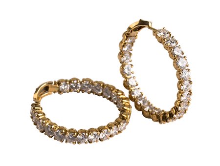 Orecchini a cerchio oro e diamanti. 40 brillanti cti.10 c.ca VVS/VS H color