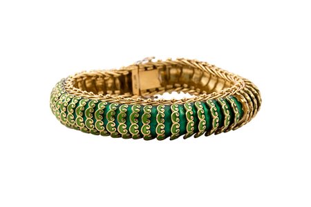 Bracciale in oro giallo con smalti (smalto mancante in 2 sezioni) . Oro 18...