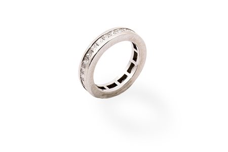 Fede con diamanti .Oro 18 Kti diamanti taglio carré cti 1,00 c.ca Peso gr. 8,10