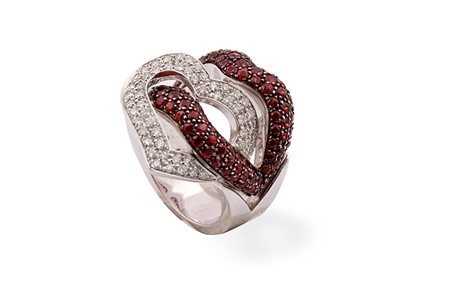 Anello con cuore e bocca.Diamanti cti 0.80 c.ca. Rubini cti 2.00 c.ca Peso...