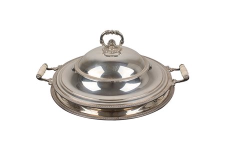 Legumiera con coperchio e piatto impero Manici avorio.Arg 800/°°° gr. 2.800