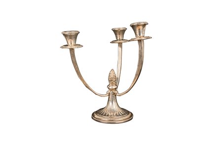 Coppia di candelabri a tre. Arg 800 /°°° gr. 920