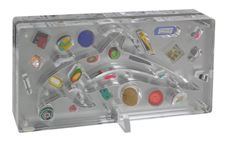 Renzo Nucara, Stratofilm Delfino, 2009, plexiglass, resine e oggetti, cm....