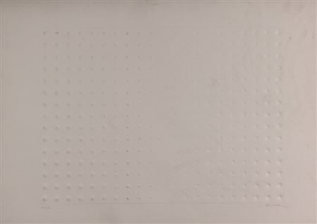 Enrico Castellani, Senza titolo, impressione a secco su carta, cm. 50x70, es....