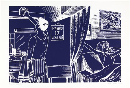 Renato Mambor, Fortunato Risveglio, 1972, serigrafia su carta, cm. 50x70, es....
