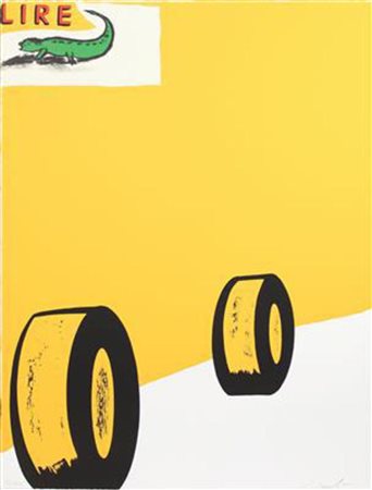 Enzo Cucchi, Lire, litografia su carta, cm. 80x62, es. 17/100, firmata in...