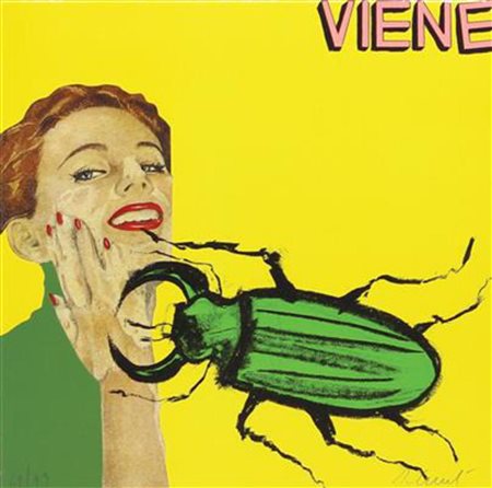 Enzo Cucchi, Viene, litografia su cartoncino, cm. 30x30, es. 62/99, firmata...