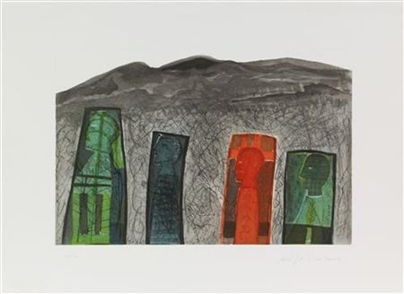 Mimmo Paladino, Sguardo a destra, 2000, incisione su carta, cm. 60x81, es....