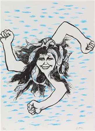 Renato Guttuso, Trinacria, litografia su carta, cm. 50x70, es. 5/15, firmata...