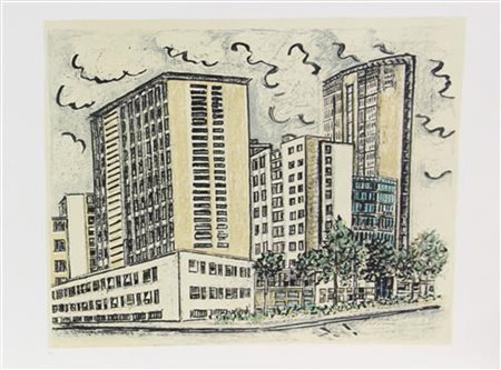 Orfeo Tamburi, Milano, litografia su carta, cm. 59,5x79,5, es. prova...