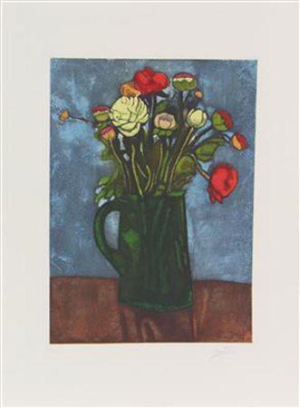 Franco Gentilini, Fiori, acquaforte su carta, cm. 75x57 (lastra cm....