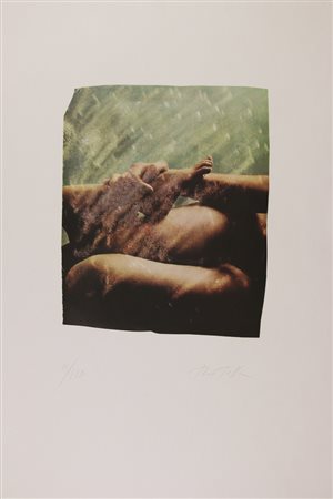 Mimmo Rotella, Senza titolo, stampa su carta applicata su carta, cm. 70x50,...