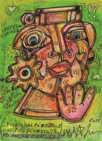 Martino Delego, Senza titolo, 2015, tecnica mista su cartoncino, cm. 30x20,...