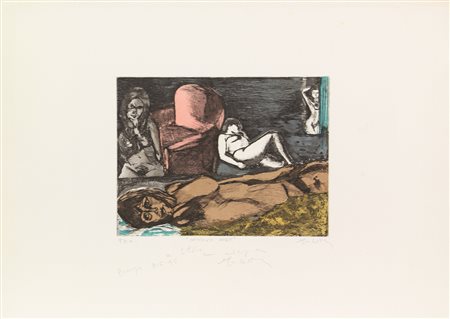 Ignoto, Interno Notte, 1995, incisione su carta, cm. 50x69,5 (lastra cm....