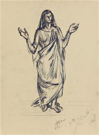 Cesare Vagarini, Senza titolo, china su carta, cm. 45x33,5, opera non...