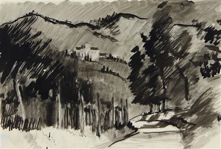 Cesare Vagarini, Piano di Mommio, china e inchiostro acquerellato su...