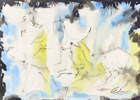 Cesare Vagarini, Senza titolo, china e inchiostri acquerellati su cartoncino,...