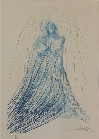 Salvador Dalì, Isotta e Brangano, 1966/1968, acquaforte e puntasecca a colori...