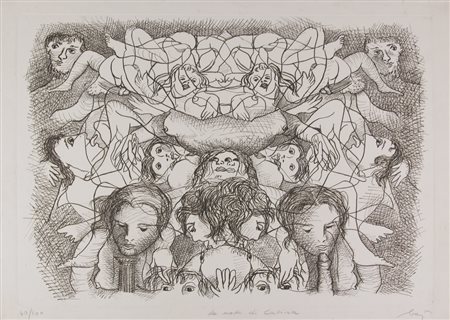 Enrico Baj, Le Notti di Cabiria, litografia su carta, cm. 50x70, es. 40/100,...