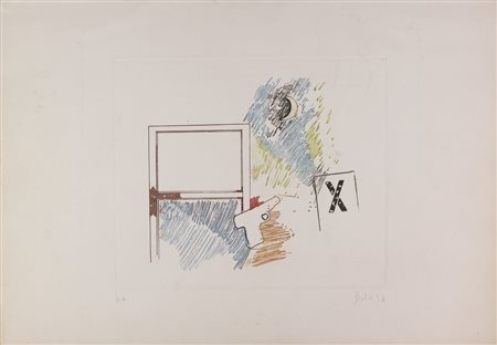 Tano Festa, Senza titolo, incisione su carta, cm. 50x70, es. prova d'autore,...