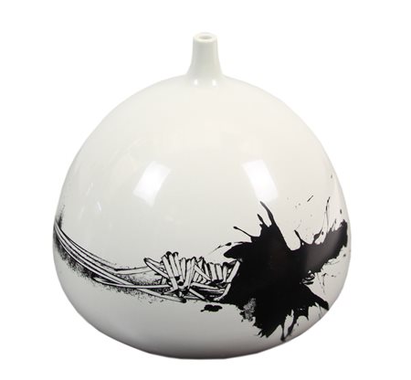 Emilio Scanavino, Senza titolo, 1973, vaso in ceramica 3 fuoco, diam. cm. 26,...