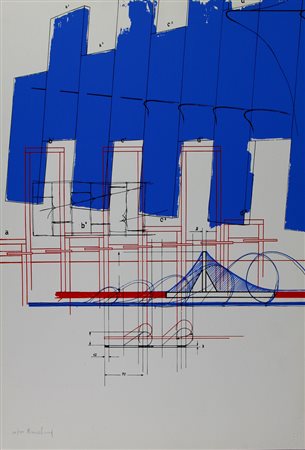 Agostino Bonalumi, Senza titolo, 1972, serigrafia su carta, cm. 70x50, es....