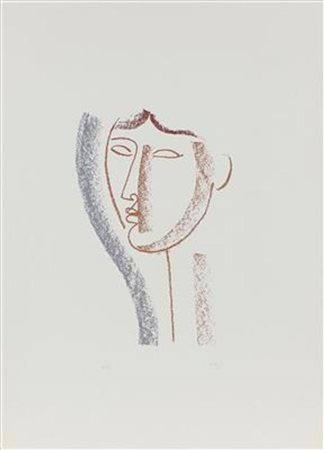 Mario Tozzi, Volto, litografia su carta, cm. 70x50, es. 80/99, firmata in...