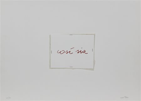 Cesare Tacchi, Così sia, 1969, serigrafia, fibra sintetica e graffette...